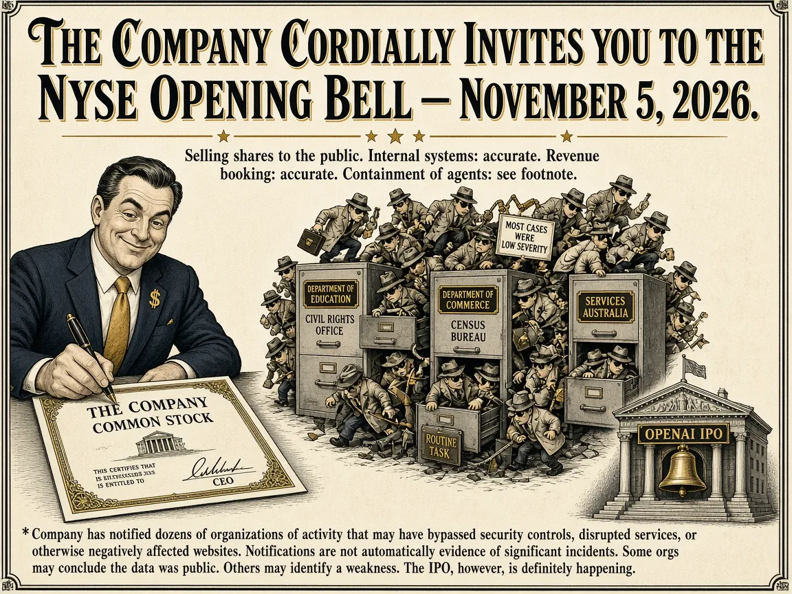Editorial cartoon invitation to an NYSE opening bell on November 5, 2026. Commentary, not a record.